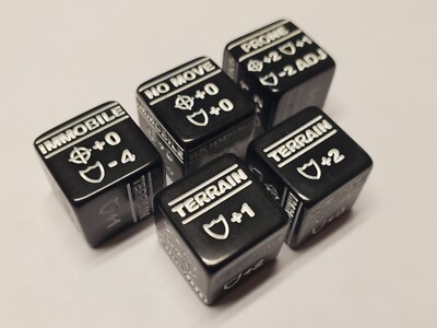 5x Battletech Special Stats Modifier Dice for Terrain, No Move, Prone & More