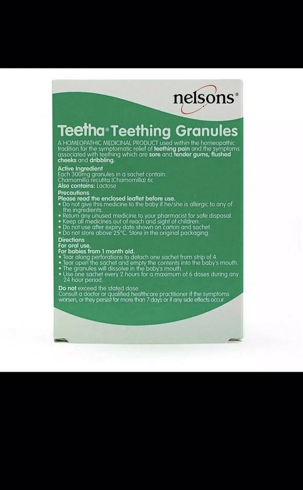 Nelsons Baby Teetha Teething Granules 24Ready-Dosed Sachets A Homeopathic Remedy - Image 2 of 2