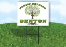 BENTON FAMILY REUNION GR TREE 18 in x24 in Yard Sign Road Sign with Stand