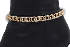 Women Gold Metal Boot Chain Links Bracelet Western Shoe Basic Band Old School