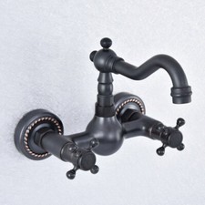 Black Oil Rubbed Brass Wall Mount Bathroom Sink Faucet Kitchen Mixer Tap 2sf724