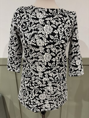 #ad #ad Joules V Roya Black White Jacquard Jersey Longline Tunic Top Women#x27;s UK 8 GBP 9.00