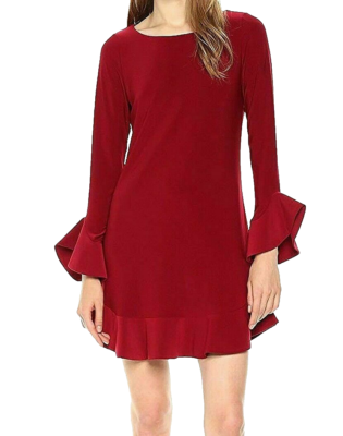 Laundry ~ Wine Red Jersey Bell Sleeves Ruffle Hem Shift Party Dress 12 NEW $118 | eBay Laundry ~ Wine Red Jersey Bell Sleeves Ruffle Hem Shift Party Dress 12 NEW $118 | eBay