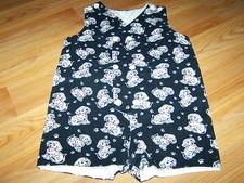 Size 3T Homemade Dalmatian Shortalls Romper Jon Jon Navy Blue Corduroy Print EUC