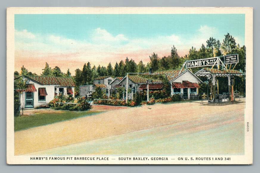Hamby's Pit Barbecue & Gas Station SOUTH BAXLEY GA Route 1 Roadside PC
