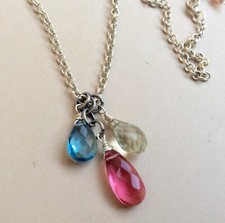 NEW CLUSTERED GEMSTONES PENDANT SUNDANCE CHARM ARTISAN SILVER NECKLACE