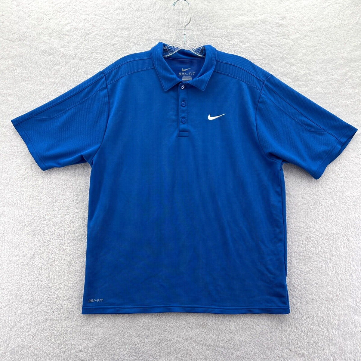 Nike Polo Shirt Mens Medium Blue Short Sleeve Top Gym Athletic
