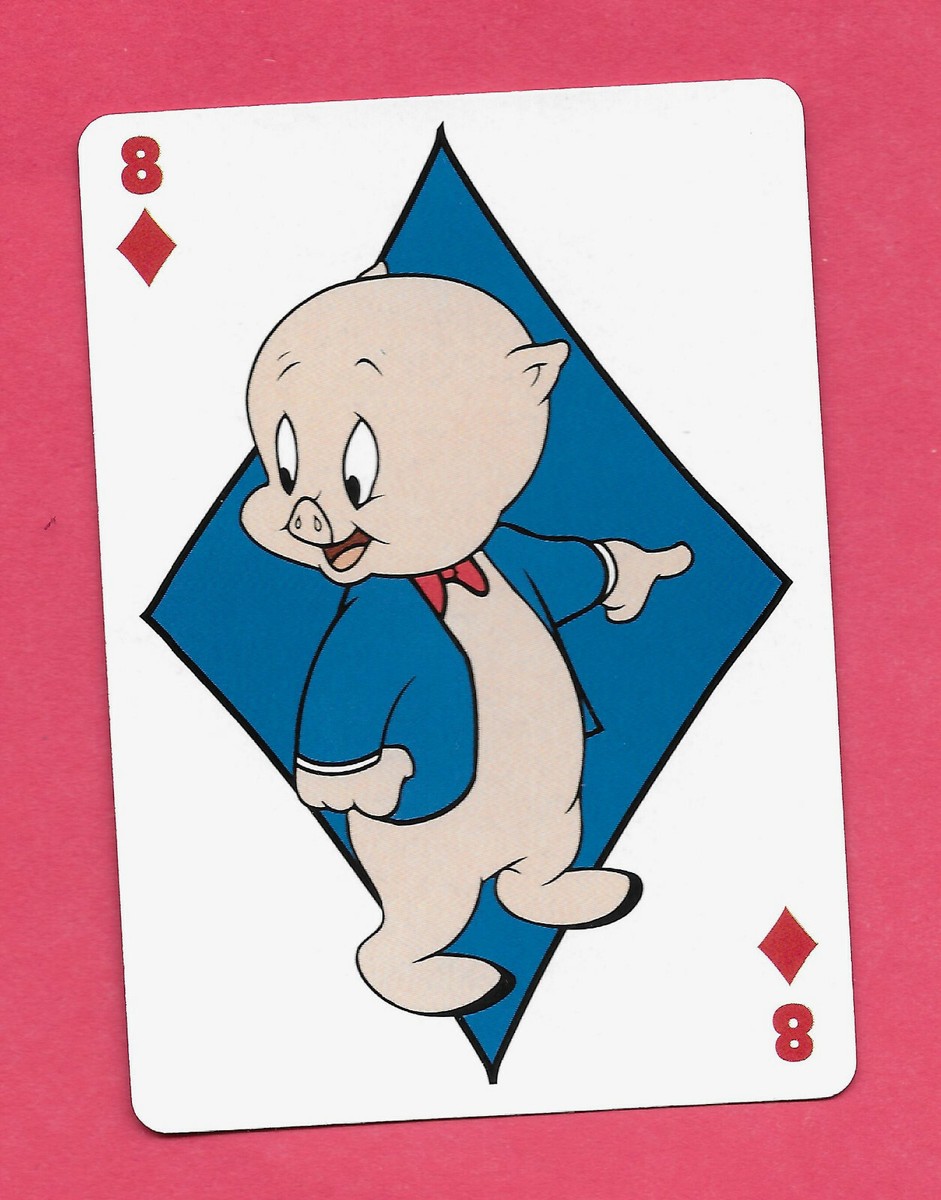 Porky Pig Looney Tunes playing card single swap eight of diamonds