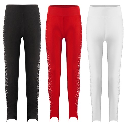Kids Girls Pants Ice Skating Yoga Dance Trousers Gym Workout Training Pants - Picture 3 of 39