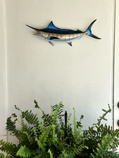 Blue Marlin Miniature - Hand-Painted Resin Fish Sculpture - Nautical Decor