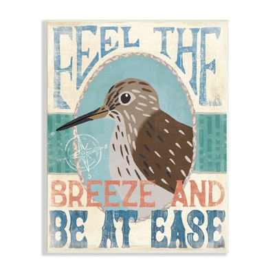 Feel Breeze Be Ease Nautical Phrase Sandpiper Bird, Designed by Veronique Cha...
