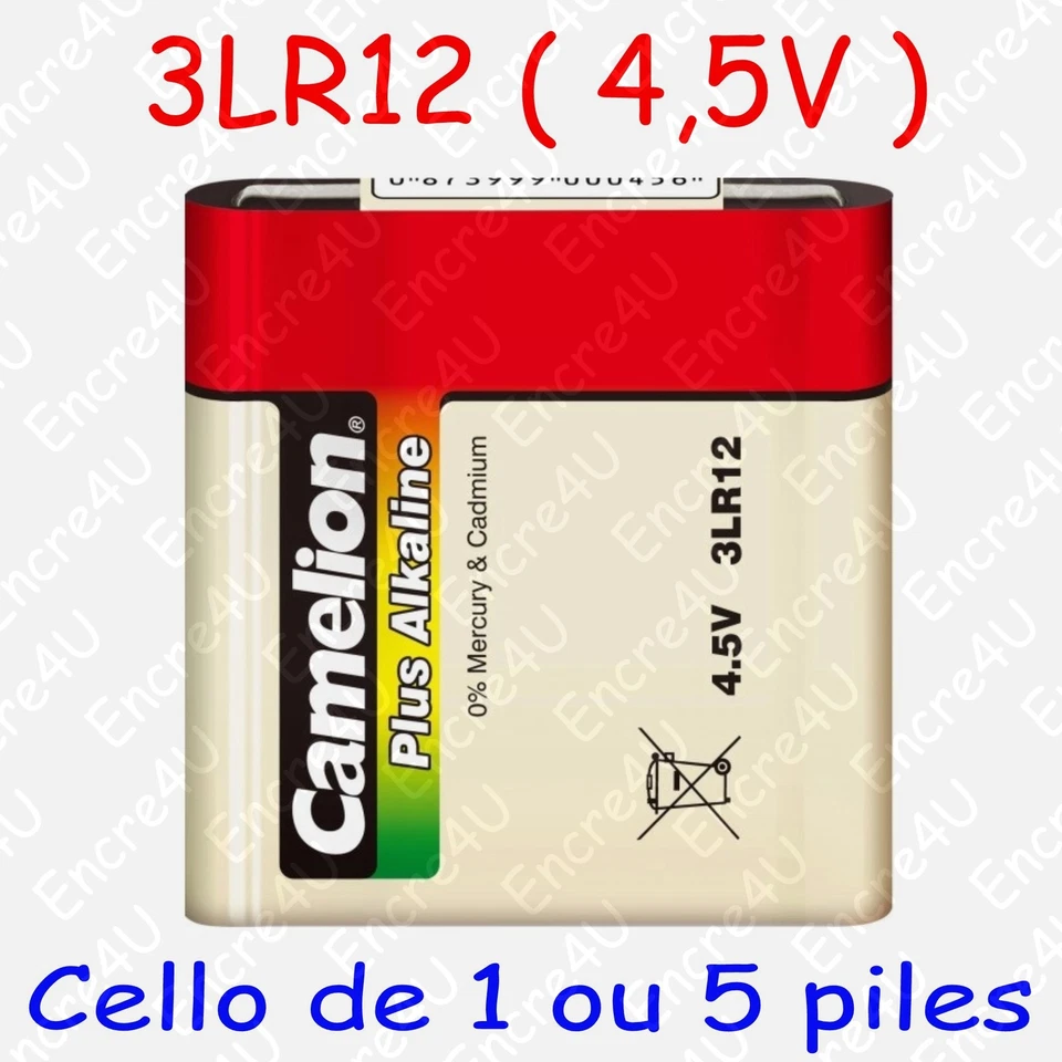 Pile Alcaline Plus version 3LR12 3R12 LR12 R12 MN1203 4,5V 4,5 volts x 1 ou x 5 - Photo 1/1