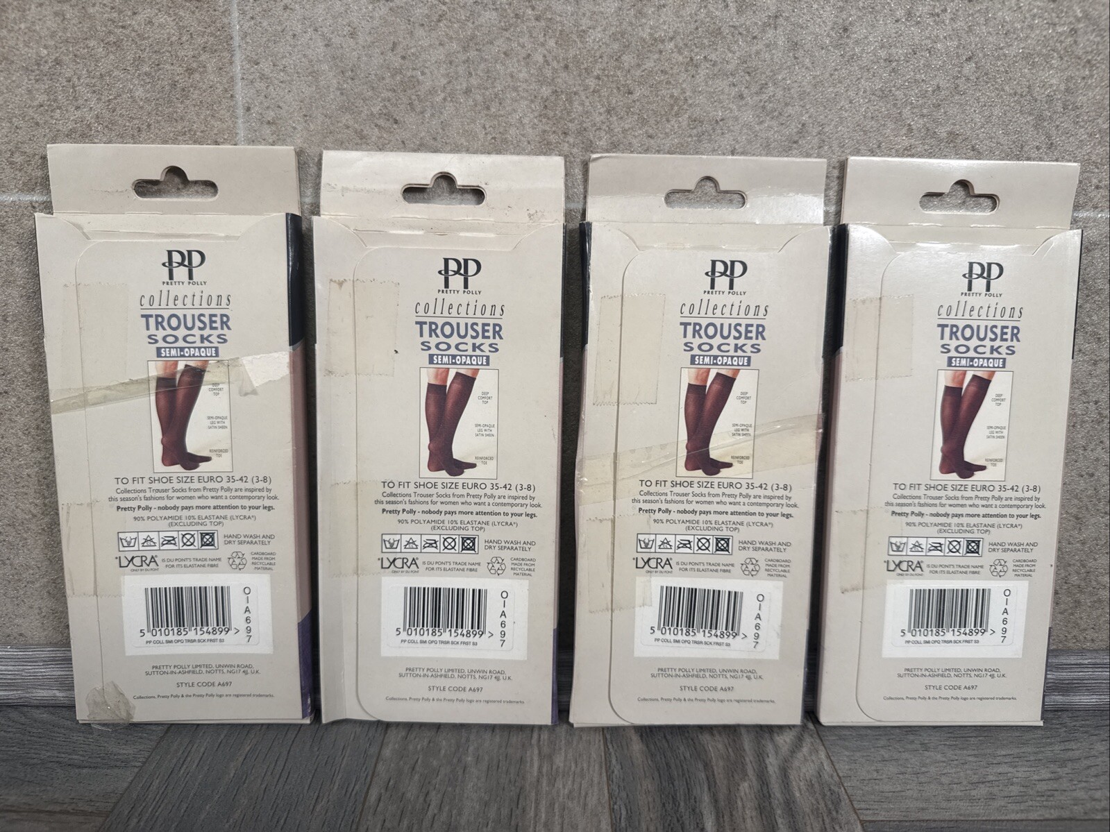 4 PAIRS PRETTY POLLY TROUSER SOCKS SATIN SEMI- OPAQUE ONE SIZE FOREST 30 Denier