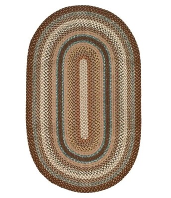 5 x 8 Oval Braided Rug Country Area Farm House Cabin Rustic Carpet Casual Blue