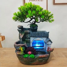 Tabletop Rockery Fountain Mini Waterfall Indoor Desktop Water Fountain Ornament
