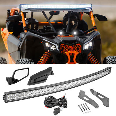 WEISEN Roof 52'' Light Bar Mount Wire+2xSide Mirrors For Can-am Maverick X3 17-25