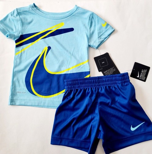 NIKE Boys 2-piece Shorts set athletic t-shirt shorts Size 4 5 6 7 Black Red Blue - Picture 22 of 29