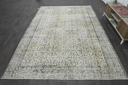 Oushak 7x10,Turkish Rug,vintage,anatolian,YELLOW,kilim,Bohemian,handmade,wool