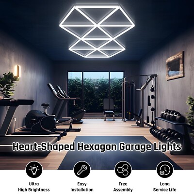 ライト・ランタン gara works/cubicle Hexagon Garage Lights, Super Bright Garage Lights Ceiling Led