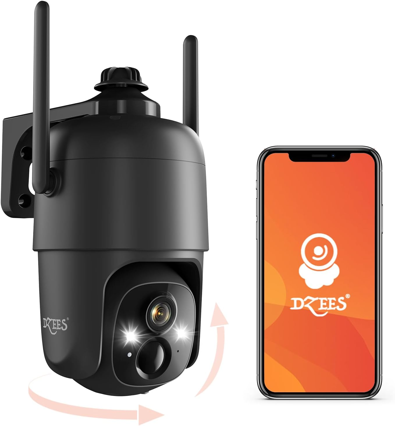 360° PTZ Wifi Security Cameras Wireless Outdoor, 2K Battery Powered Home Securit