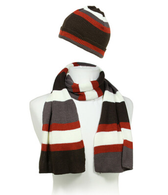 Hat & Scarf Set - Knitted Stripes Set - HTSF-TO102-1 | eBay display picture 1