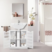 Bathroom Sink Cabinet Under Basin Unit Cupboard Storage Shelves Furniture White