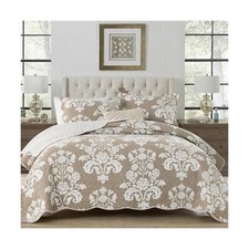 King Size Bedding Set - 3-Piece Lightweight Reversible Quilt Set in Cotton, F...