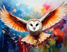 Expressive Barn Owl Art Print - Hand-Signed 8.5x11 Watercolor & Mixed Media USA