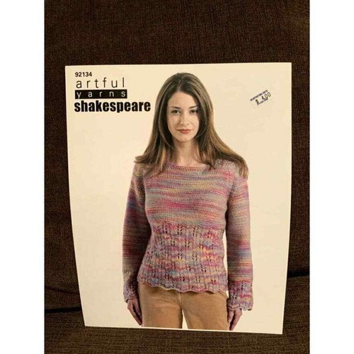 New Artful Yarns 92134 Shakespeare Lace Stitch Raglan Sweater Knitting Pattern - Picture 2 of 2
