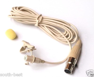 Beige Lapel Lavalier Microphone for AKG and Samson Wireless mini 3Pin XLR