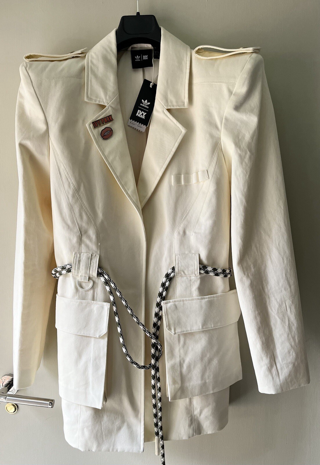 Adidas Originals/Ivy Park Beyonce Collection Military Suit Jacket Cream Size Med image 3