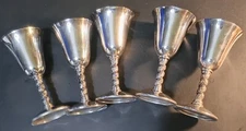 Set of 5 Silver Plated Roma S.L. Goblets Grape Vineyard Theme  Made in Spain