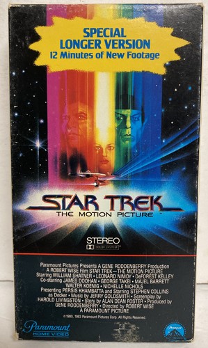 Star Trek The Motion Picture * 1980 VHS * 1983 RARE * Special Longer Version