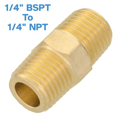 Brass 1/4'' Male BSP To NPT Adapter Pipe Fitting Threaded Connector Coupler