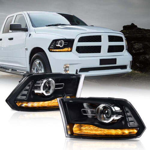 Fit For 2009-2018 Ram 1500 2500 3500 Clear Black Projector Headlights w/LED DRL - Picture 10 of 10