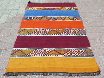 Türkischer kleiner Kelim Teppich, kleiner Teppich Türmatte Schlafzimmerteppic...