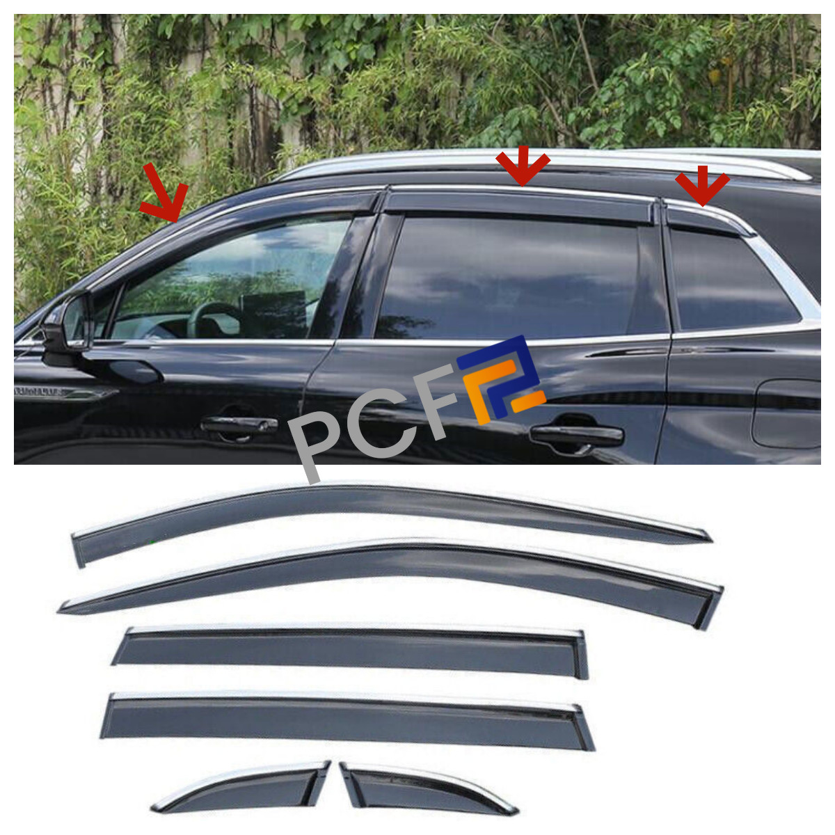 For 2021-23 Lincoln Nautilus Chrome&black Window Visor Sun Rain Guard Vent Shade