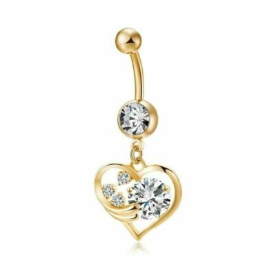 2pcs Navel Belly Button Rings Crystal Flower Dangle Bar Barbell Body Piercing