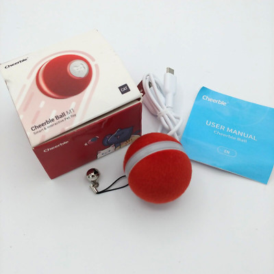 NEW Cheerble M1 Interactive Cat Pet Toy Ball - RED - Rechargeable - Open Box