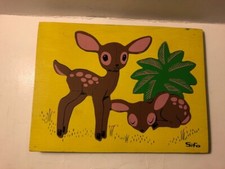 Vintage Sifo Deer Doe Fawn Animals Wooden Puzzle 6 Pieces Children's Toy