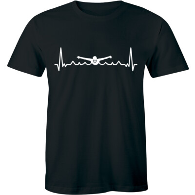 Swimming Pulse Heartbeat MENS T-SHIRT goggle swim birthday gift present him