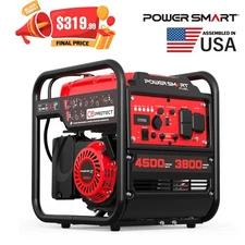 PowerSmart 4500W Gas Generator, 223cc 4-Cycle, CO Detect, RV, Emergency Back up
