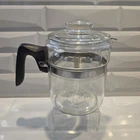 Vintage Pyrex Glass Coffee Pot 4 Cup  Black Handle Percolator 7824B Complete
