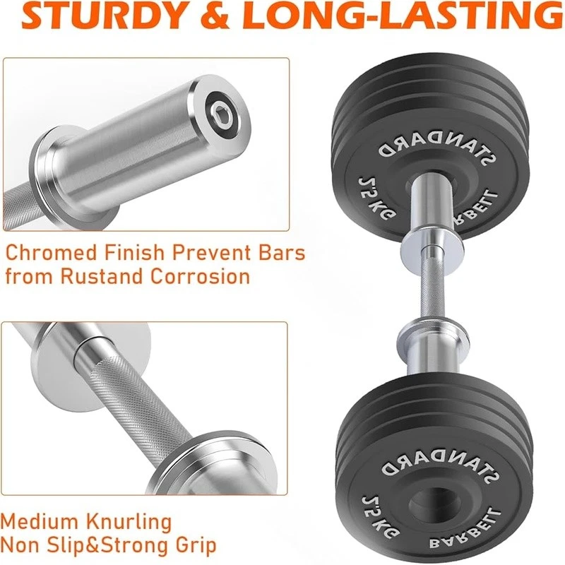 Loadable Dumbbells Adjustable 150lbs Knurled Grip Chrome Spring Collars New - Image 4 of 4