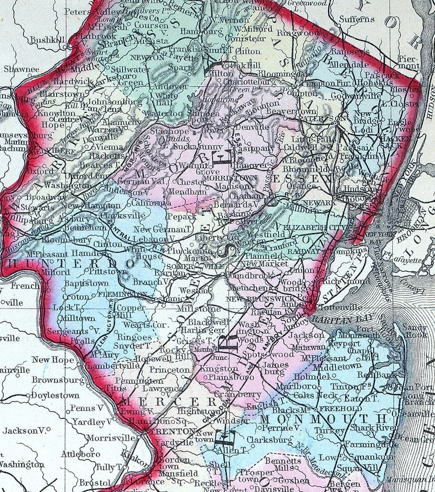 Mapa Mitchell 1874 Nueva Jersey Maryland Delaware Washington DC Baltimore Trenton Foto 3 de 4