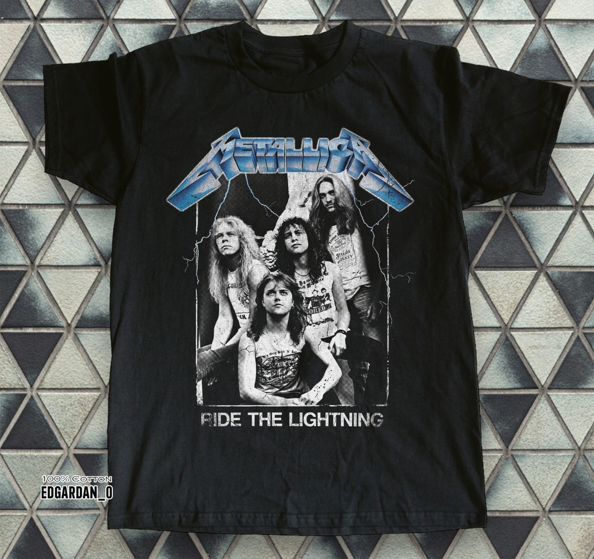 Metallica Ride The Lightning Vintage Style Cotton Black T-shirt