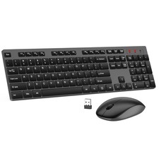 Wireless Keyboard and Mouse Combo Silent Full Size Cordless USB Keyboard Mous...
