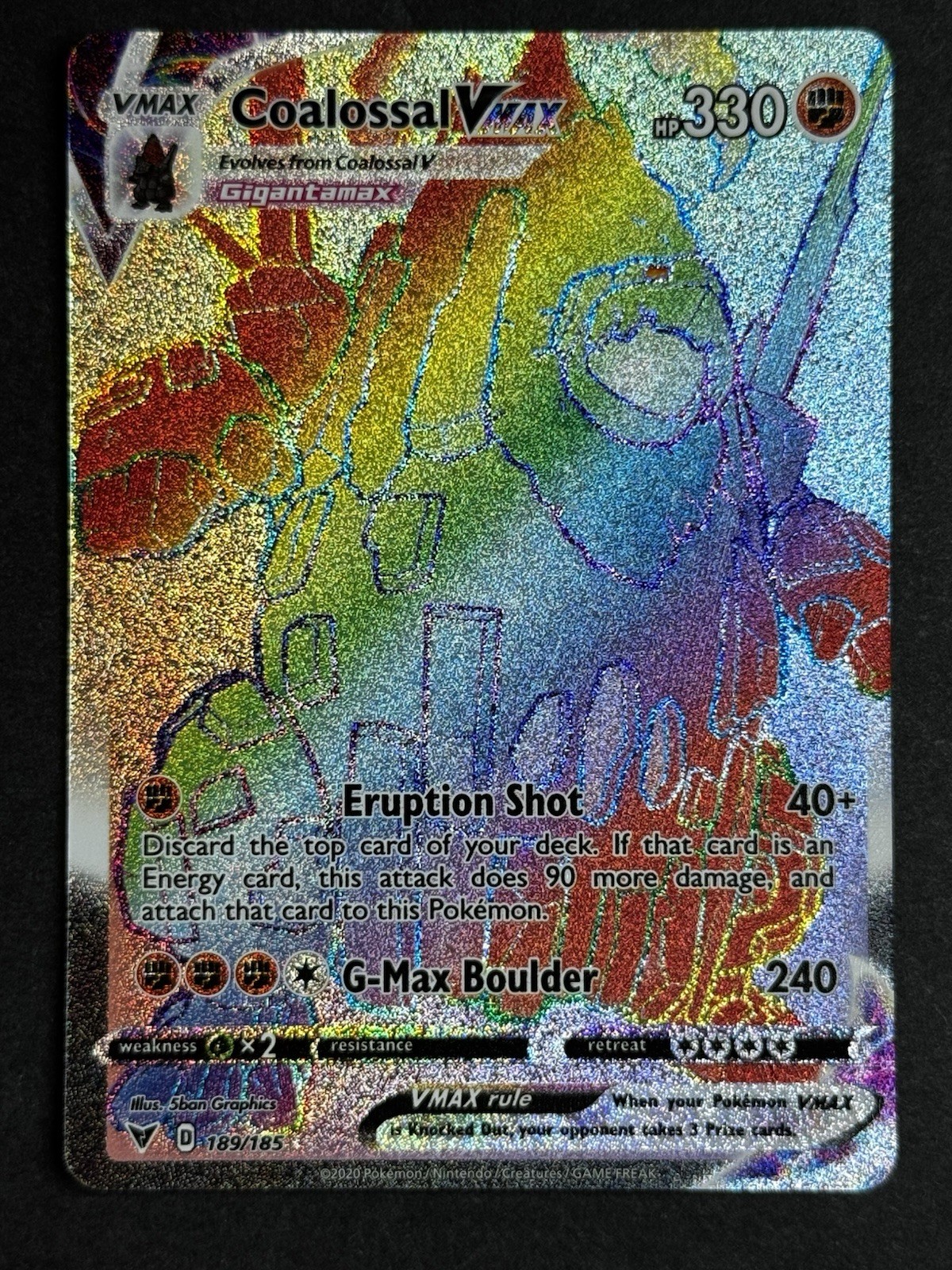 Coalossal VMAX 189/185 Secret Rare Vivid Voltage Pokemon TCG NM/MINT
