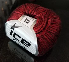 2 Balls of Ice Yarns Rock Star 51554 Red/Metallic Shine Yarn • 50g/115m/ Each 