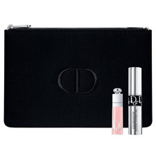 Dior Beauty Set Black Makeup Cosmetic Bag Addict Pink Gloss Diorshow Mascara NEW